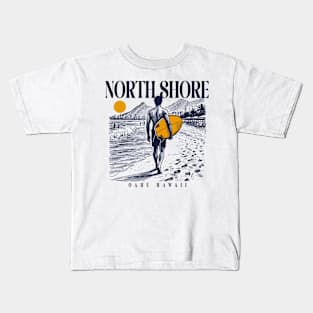 Vintage Surfing North Shore Oahu, Hawaii // Retro Surfer Sketch // Surfer's Paradise Kids T-Shirt